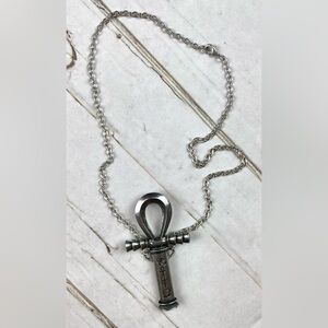 Silver Ankh Pendant Pewter Necklace - Egyptian Symbol